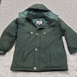 Triple F.A.T. Goose Down Jacket Mens Large Green Full Zip Hooded Outdoors